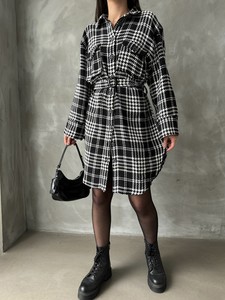 Topshow Black Plaid Houndstooth Plaid Wholesale Dress #2