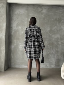 Topshow Black Plaid Houndstooth Plaid Wholesale Dress #5