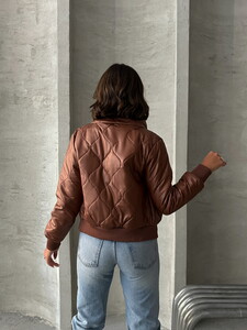 Topshow Tan Zippered Leather Wholesale Coat #4