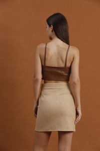 Topshow Beige Stamp Mini Skirt #5