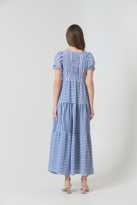 Topshow Dark Blue Striped Long Wholesale Dress #5