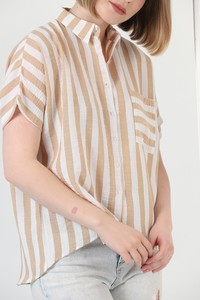 Topshow Stone Thick Line Striped Wholesale Shirt with Pockets #4