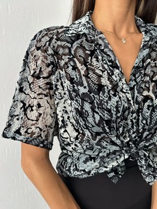 Topshow Gray Leopard Burnt Velvet Wholesale Shirts #4