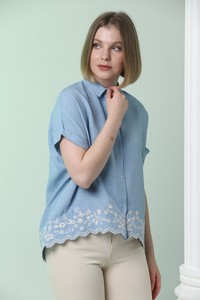 Topshow Blue Skirt Embroidered Wholesale Shirt #4