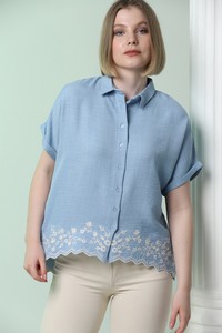 Topshow Blue Skirt Embroidered Wholesale Shirt #3