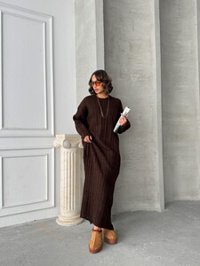 Topshow Brown Wholesale Knitwear Dress #2