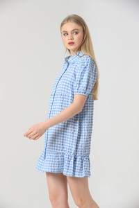 Topshow Blue Wholesale Shirt Collar Buttoned Wholesale Dress #5