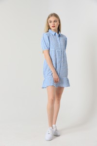 Topshow Blue Wholesale Shirt Collar Buttoned Wholesale Dress #2