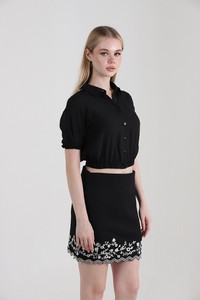 Topshow Black Lace Back Linen Wholesale Shirt #4