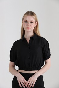 Topshow Black Lace Back Linen Wholesale Shirt #3