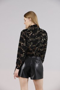 Topshow Black Colored Collared Sequined Wholesale Blouse #5