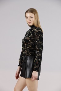 Topshow Black Colored Collared Sequined Wholesale Blouse #2