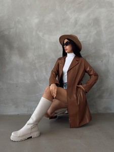 Topshow Tan Leather Wholesale Coat #3