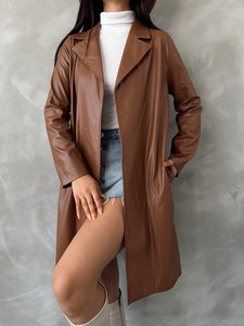 Topshow Tan Leather Wholesale Coat #4