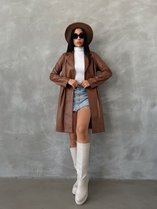 Topshow Tan Leather Wholesale Coat #2