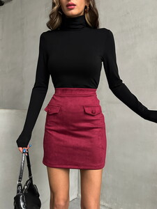 Topshow Burgundy Pocketed Skirt #3