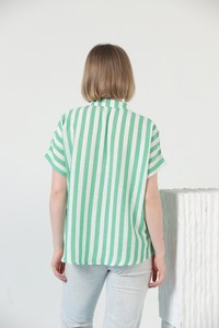 Topshow Emerald Thick Line Striped Wholesale Shirt with Pockets #5