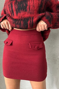 Topshow Burgundy Above Knee Wholesale Skirt #1