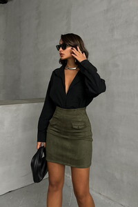 Topshow Khaki Pocketed Skirt #1