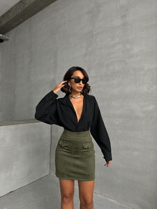 Topshow Khaki Pocketed Skirt #3