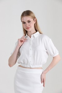 Topshow Cream Back Laced Linen Wholesale Shirt #2