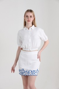 Topshow Cream Back Laced Linen Wholesale Shirt #3