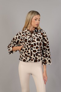 Topshow Cream Black Plush Wholesale Coat #3