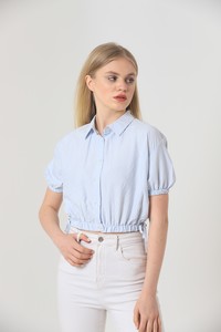 Topshow Blue Wholesale Shirt with Elastic Waist #3