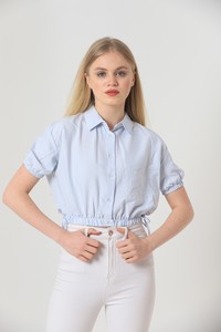 Topshow Blue Wholesale Shirt with Elastic Waist #2