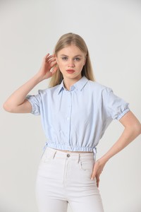 Topshow Blue Wholesale Shirt with Elastic Waist #4