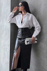 Topshow Black Leather Skirt #1