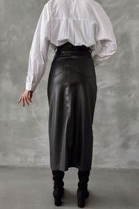 Topshow Black Leather Skirt #5