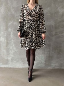 Topshow black leopard striped dress #4