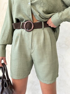 Topshow Khaki Belted Wholesale Shorts #4