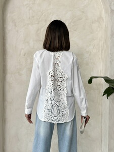 Lace Back Wholesale Shirt - Cream | TOPSHOW #2