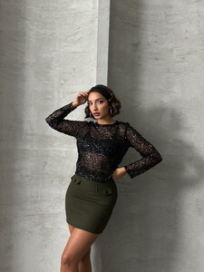 Topshow Khaki Above Knee Wholesale Skirt #3