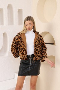 Topshow Brown Leopard Plush Wholesale Coat #3