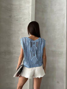 Topshow Blue Hair Braided Wholesale Vest #4