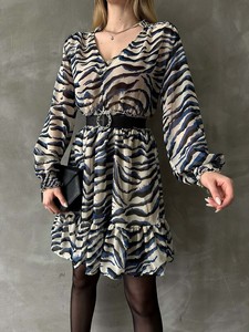 Topshow blue leopard striped dress #4