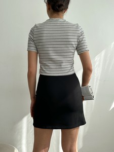 Topshow Black Striped Skirt Ruched Striped Wholesale Blouse #5