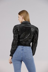 Topshow Black Silver Color Sequin Wholesale Shirts #5