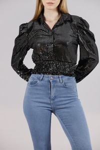 Topshow Black Silver Color Sequin Wholesale Shirts #4