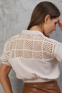 Topshow Stone Back Laced Linen Wholesale Shirt #1