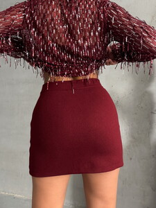 Topshow Burgundy Slit Wholesale Skirt #5