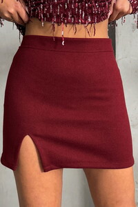 Topshow Burgundy Slit Wholesale Skirt #1