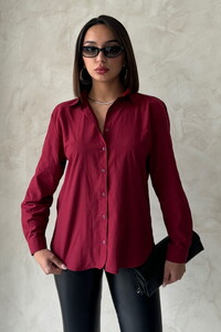 Lace Back Wholesale Shirt - Burgundy | TOPSHOW #1