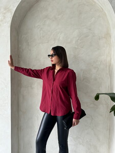 Lace Back Wholesale Shirt - Burgundy | TOPSHOW #3