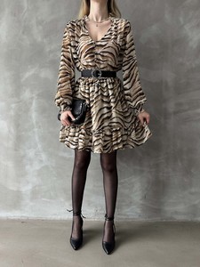 Topshow stone leopard striped dress #4