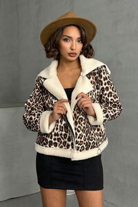 Topshow Leopard D Leopard Patterned Plush Wholesale Coat #1