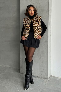 Topshow Leopard Leopard Patterned Plush Wholesale Vest #1